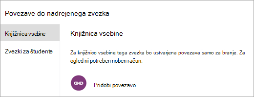 Ustvarite povezave staršev in skrbnikov do knjižnice vsebine tako, da izberete