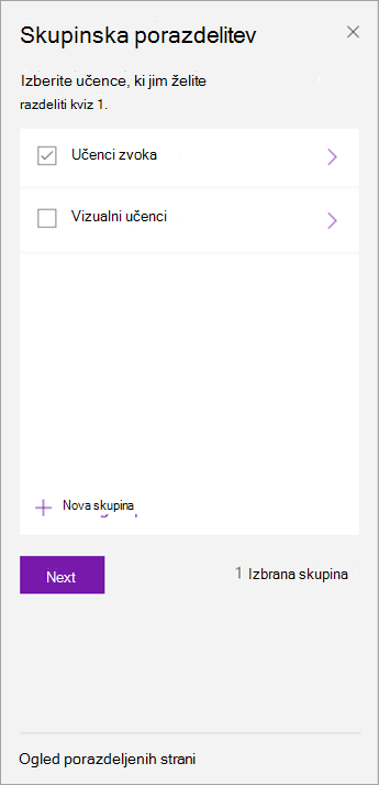 Potrdite polje ob skupini