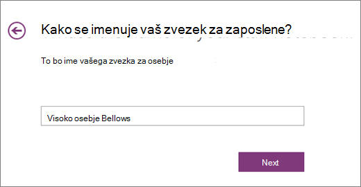 Izberite ime za zvezek za osebje