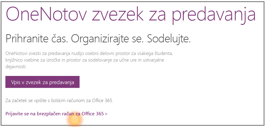 Posnetek zaslona, kako dobiti brezplačen račun za Office 365.