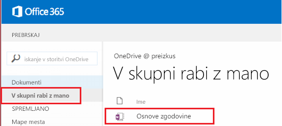 Posnetek zaslona »V skupni rabi z mano«