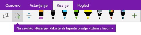 Gumb za izbiro lasa na zavihku »Risanje«