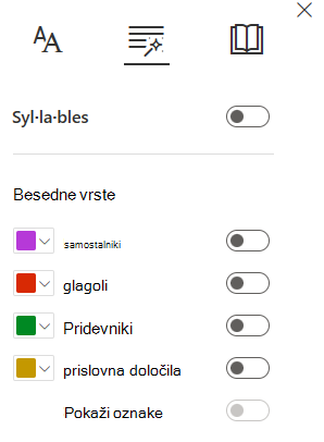 Posnetek zaslona delov govora.