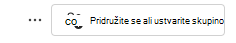 Posnetek zaslona pridruževanja skupini.