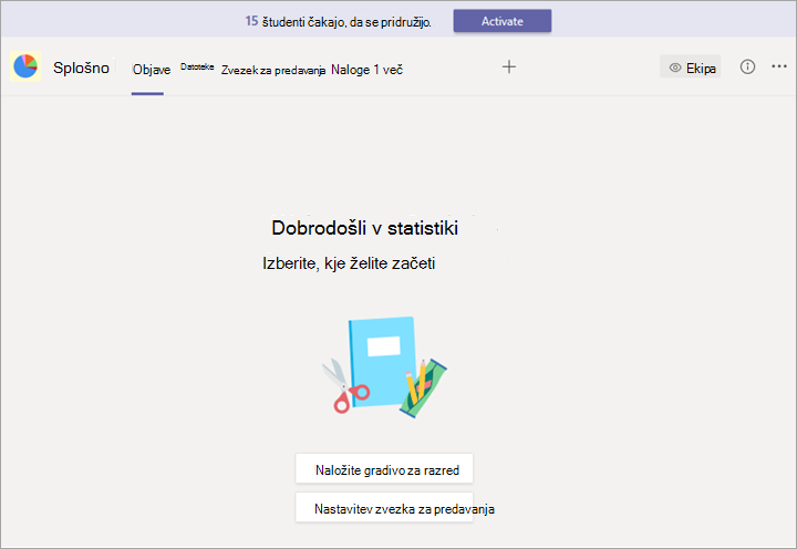 Ekipa s pasico in gumbom Aktiviraj.
