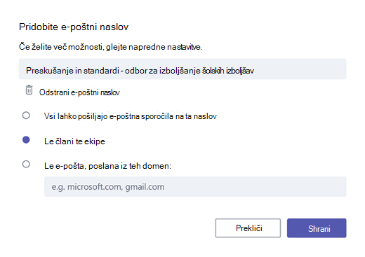 Pridobi e-poštni naslov