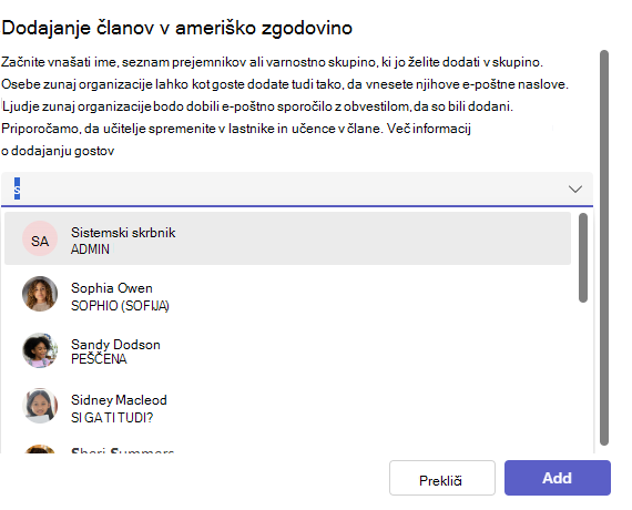 Seznam študentov