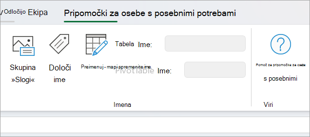 Podokno »Dostopnost«