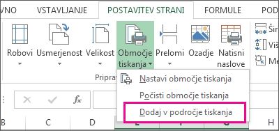 Dodaj v področje tiskanja