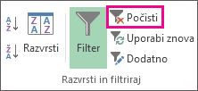 Gumb »Počisti filter«