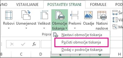 Počisti področje tiskanja