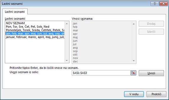Pogovorno okno »Seznami po meri«