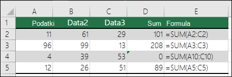 Excel prikaže napako, ko se formula ne ujema z vzorcem sosednih formul