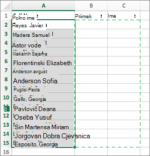 Select the cells where you want to paste your split cells