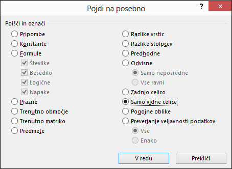 Pojdi na posebno pogovorno okno
