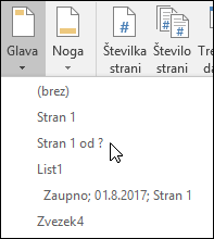 Vgrajene možnosti glave & noge