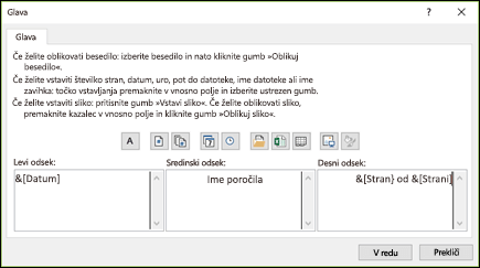 Pogovorno okno »Glava po meri« v »Postavitvi strani«