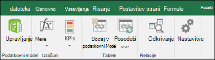Meni Power Pivot na Excelovem traku