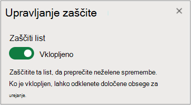 Upravljanje zaščite lista