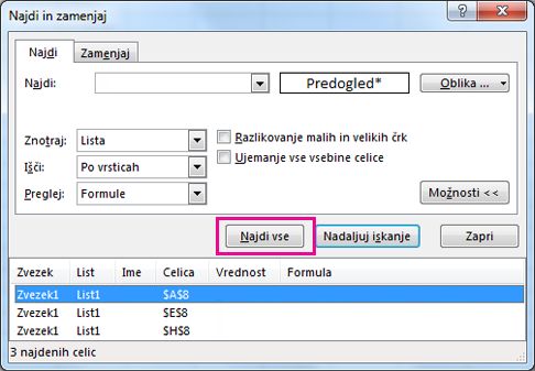 Najdi vse spojene celice