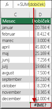#NAME? napaka, ki jo povzroči sklic na nedoločeno ime v sintaksi