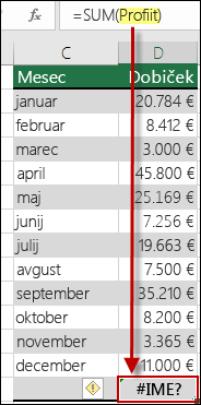 #NAME? napaka, ki jo povzroči tipkarska napaka v določenem imenu v sintaksi