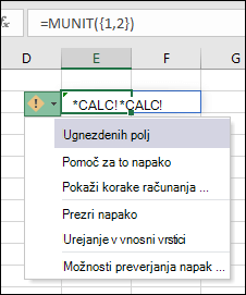 Ugnezdena #CALC! Napaka
