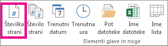 V skupini »Elementi glave & noge« kliknite »Številka strani«
