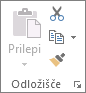 Skupina »Odložišče« na zavihku »Osnovno«