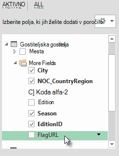 Polje s spletnimi naslovi zastav je dodano v tabelo gostiteljic