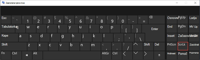 zaslonska tipkovnica za Win 10