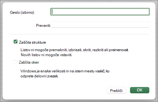 Zaščitite strukturo in Windows MacOS
