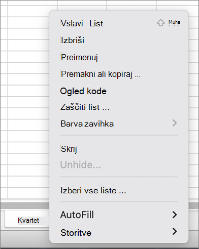 Meni »Zaščiti delovni zvezek« ni na voljo MacOS