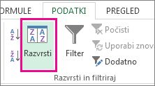 Gumb Razvrščanje