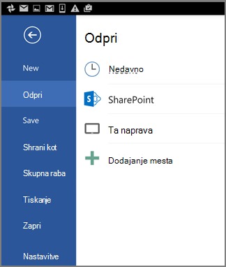 Odpiranje datoteke
