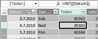 Stolpec »Teden«