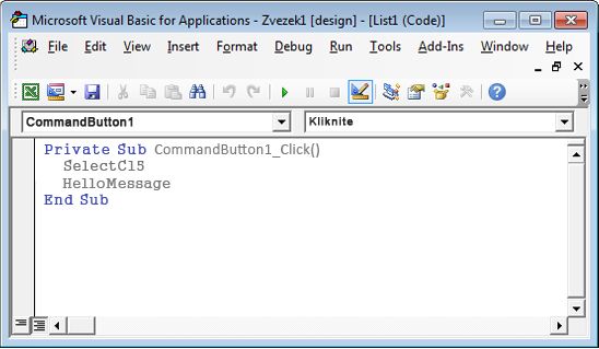 Podpostopek v urejevalniku za Visual Basic