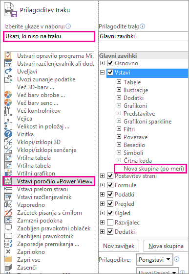 Prilagajanje polj traku v Excelu
