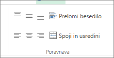 Posnetek zaslona skupine »Poravnava«.