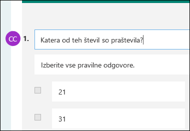 Contributor initials displayed next to quiz question