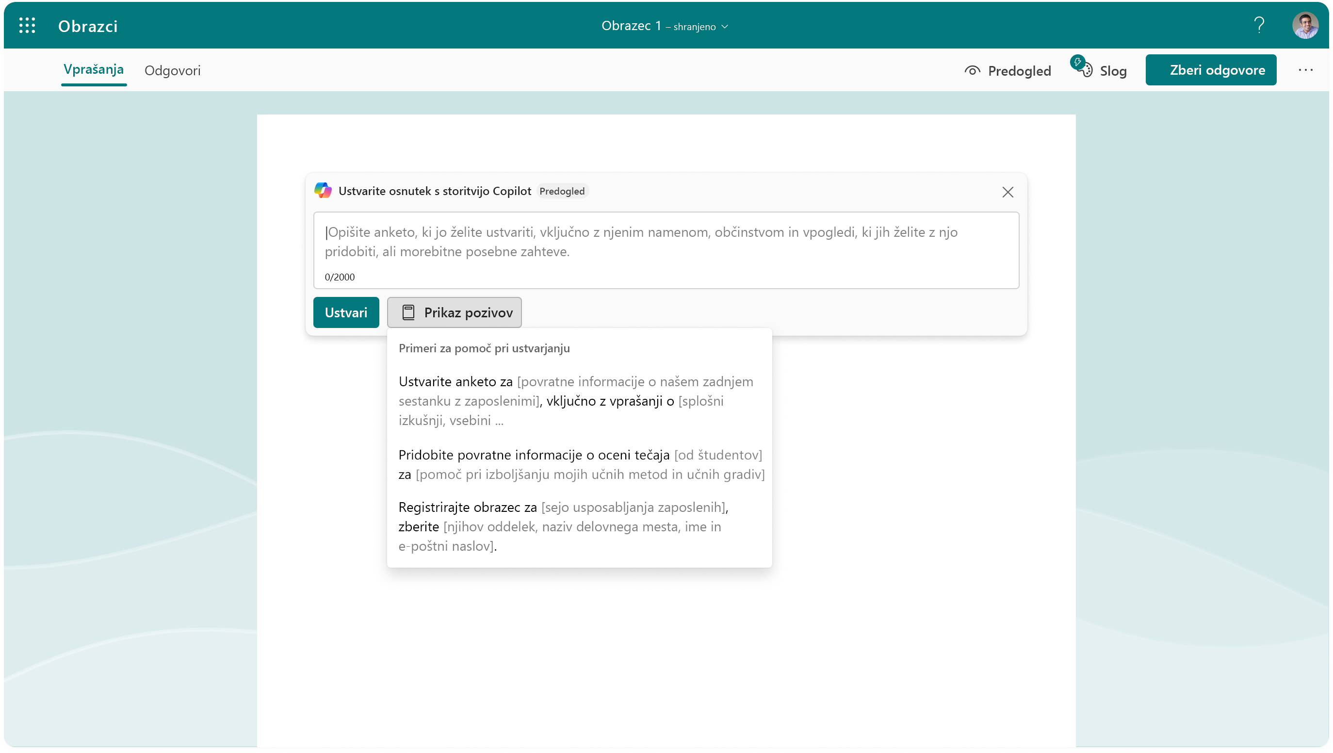 Dobrodošli v Copilotu v funkciji Forms | Microsoft Support
