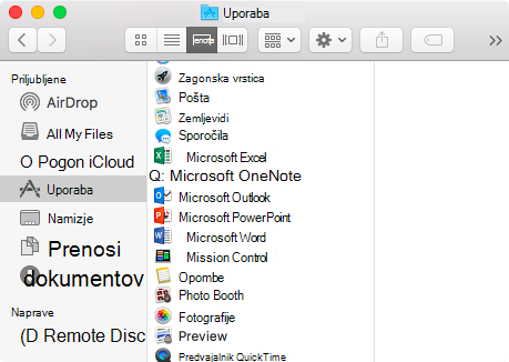 Odpri aplikacijo Finder > Poiščite > Microsoft
