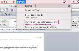 Office for mac menu screenshot
