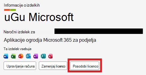 Posodobi licenco