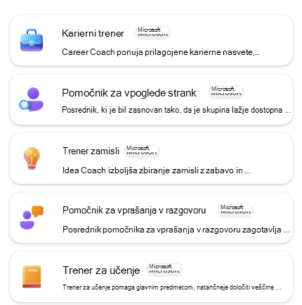 Seznam vgrajenih posrednikov za predloge