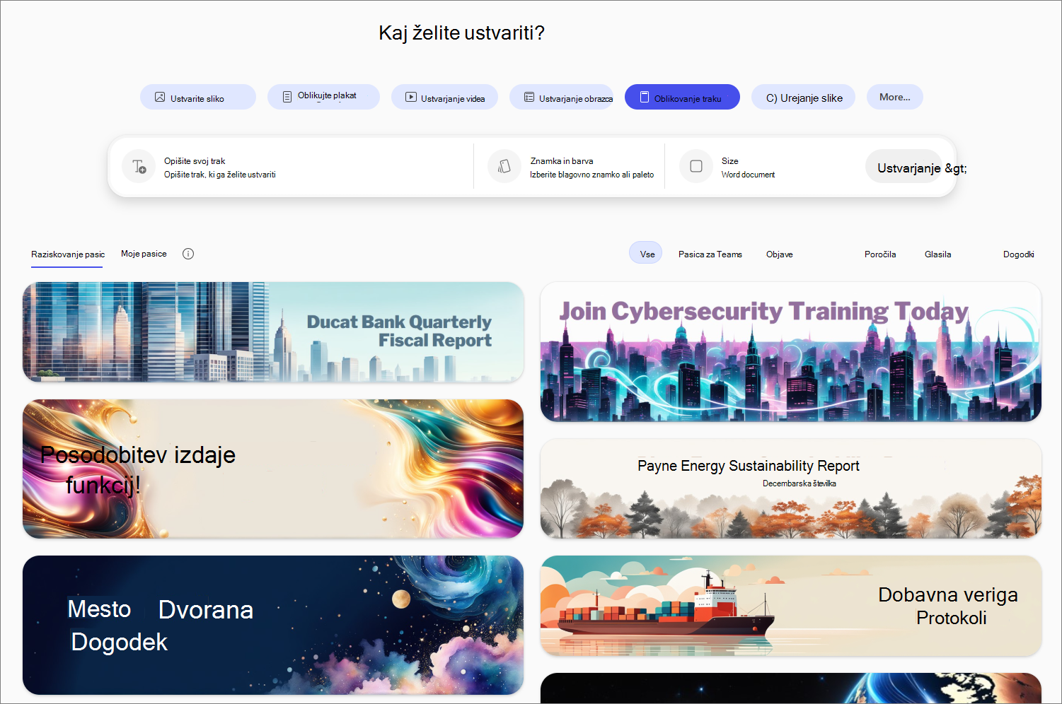 Oblikujte možnost pasice v Copilot Create