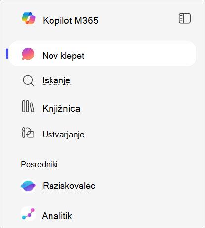Posnetek zaslona posrednikov v levem podoknu za krmarjenje.