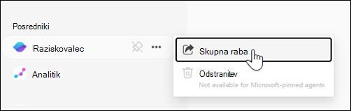 Posnetek zaslona, kje dati posrednika v skupno rabo v levem podoknu za krmarjenje.