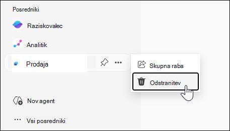 Posnetek zaslona gumba za odstranitev posrednika.