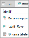 Meni »Izbriši« v sistemu Android